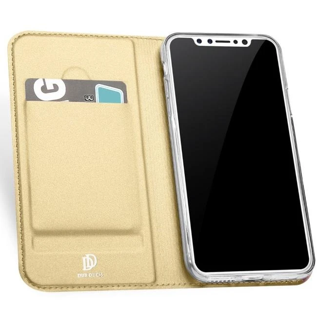Dėklas Dux Ducis Skin Pro Samsung Galaxy S23 Plus atverčiamas Card Wallet su stoveliu Gold