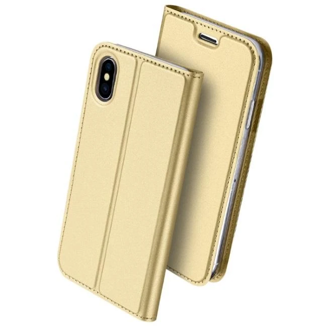 Dėklas Dux Ducis Skin Pro Samsung Galaxy S23 Plus atverčiamas Card Wallet su stoveliu Gold