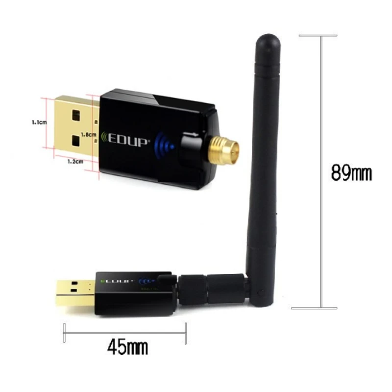 Edup EP-AC1607 WiFi adapteris su techniniais matmenimis