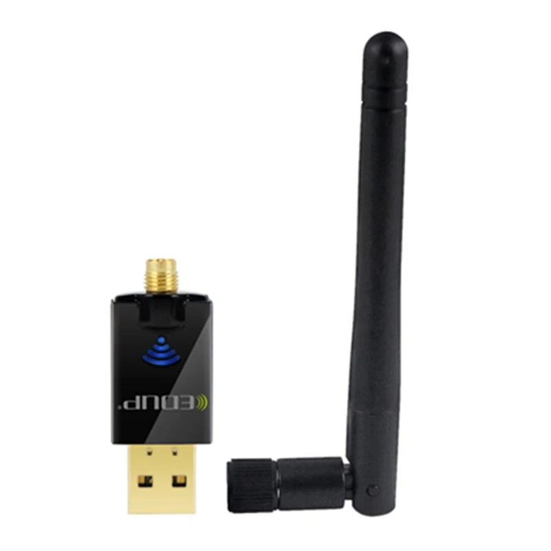 Edup EP-AC1607 USB 2.0 WiFi dviejų juostų 2,4/5,8 GHz belaidis adapteris 600 Mbps su išorine antena Juoda