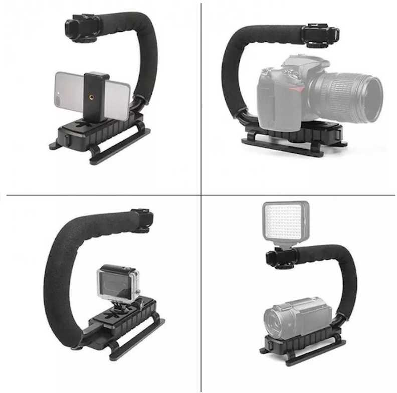 „Elight 4U“ nešiojamas stabilizatorius telefonui ir sportui / DLSR kamerai su 1/4 fiksacija, LED apšvietimu / mikrofonu