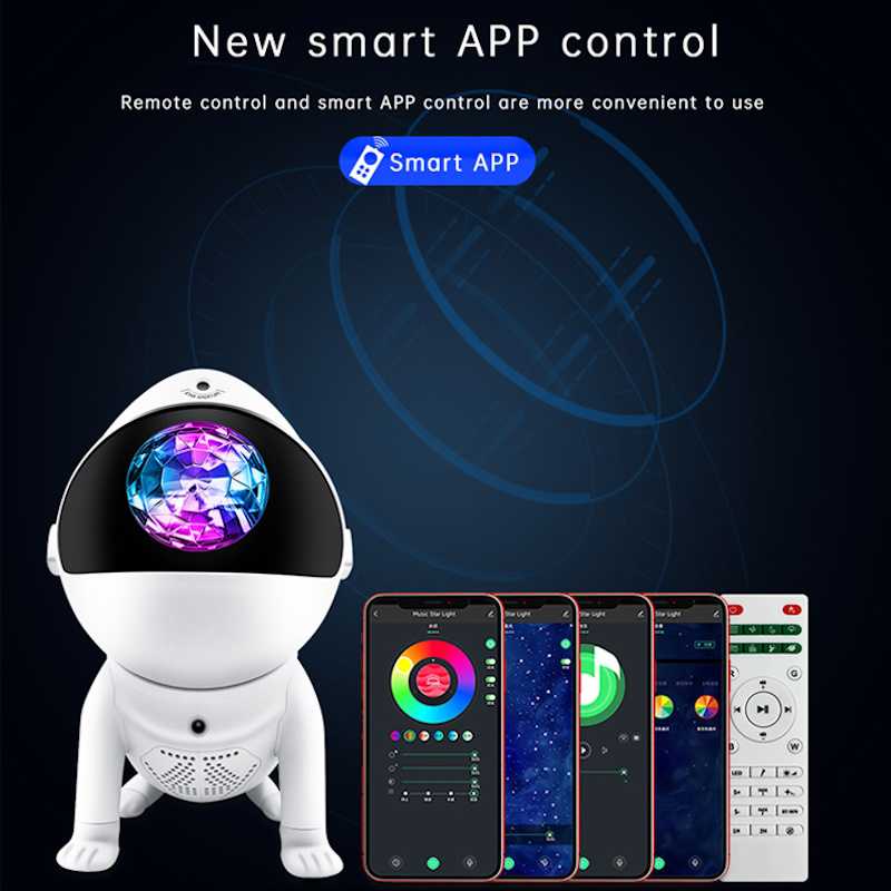 Elight G6 Kosmosa Suns Nebula efektu sienas & griestu projektors ar Skaļruni / Bluetooth App / pulti Balts