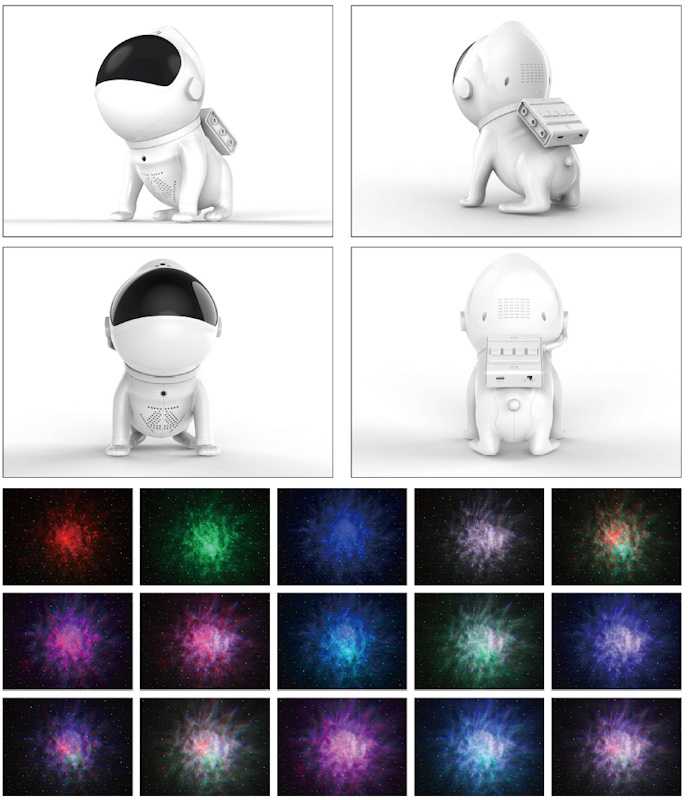 Elight G6 Kosmosa Suns Nebula efektu sienas & griestu projektors ar Skaļruni / Bluetooth App / pulti Balts