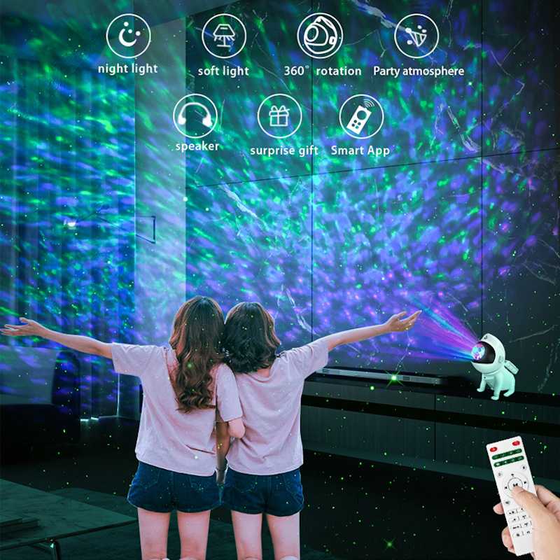 Elight G6 Kosmosa Suns Nebula efektu sienas & griestu projektors ar Skaļruni / Bluetooth App / pulti Balts