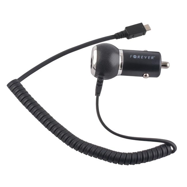 Forever 1A kompaktiško dizaino automobilinis įkroviklis Micro USB (universalus) 1,2 m laidas Euro CE (ES lizdinė plokštelė)