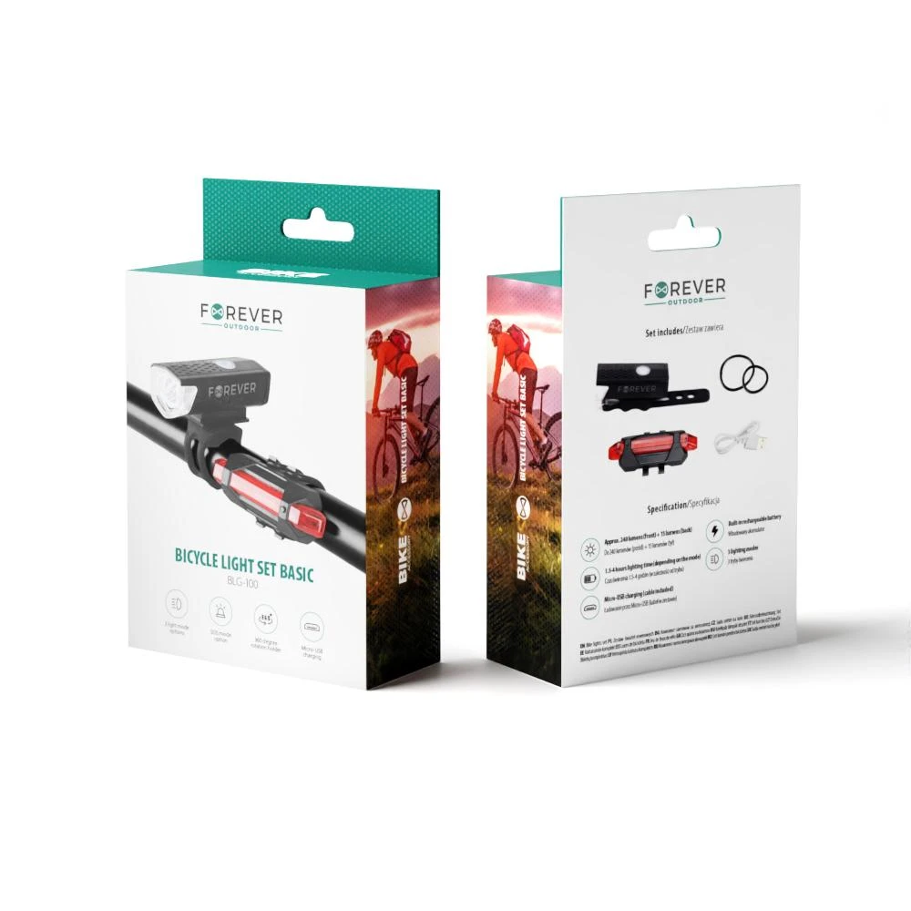 Dviračio žibintų komplektas Basic BLG-100 Forever Outdoor