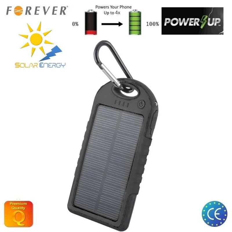 Nešiojamas įkroviklis su saulės baterija Forever Tecnostyle 5000MAH BK
