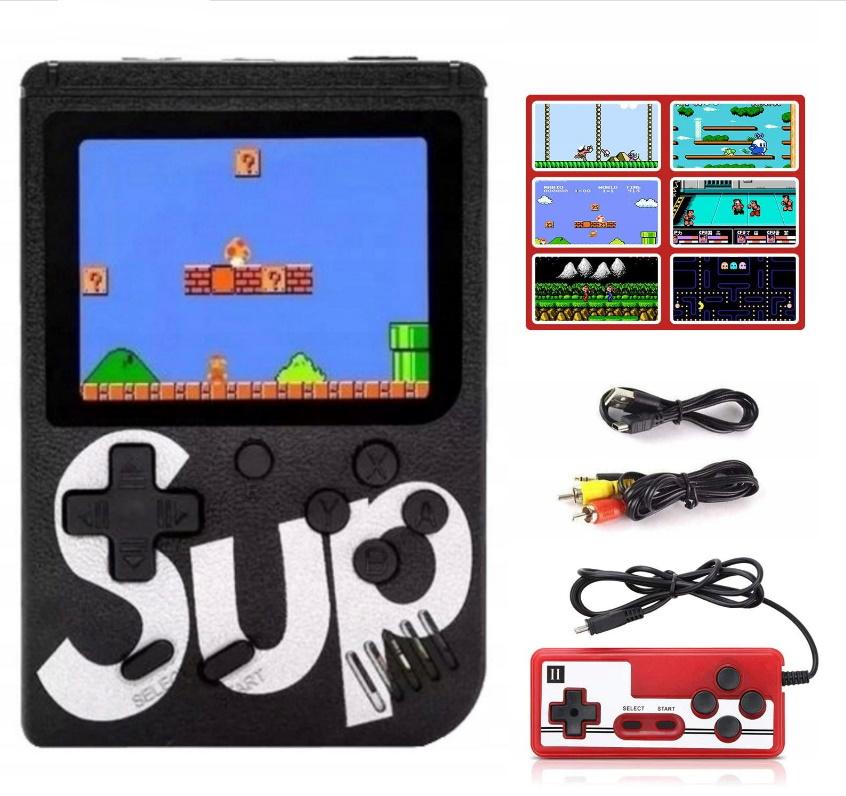 Plaion GameBox R2 8bit Portatīva Retro Spēļu konsole ar 400 spēlēm 3'' LCD 1x Kontrolieri un TV RCA vadu Melna