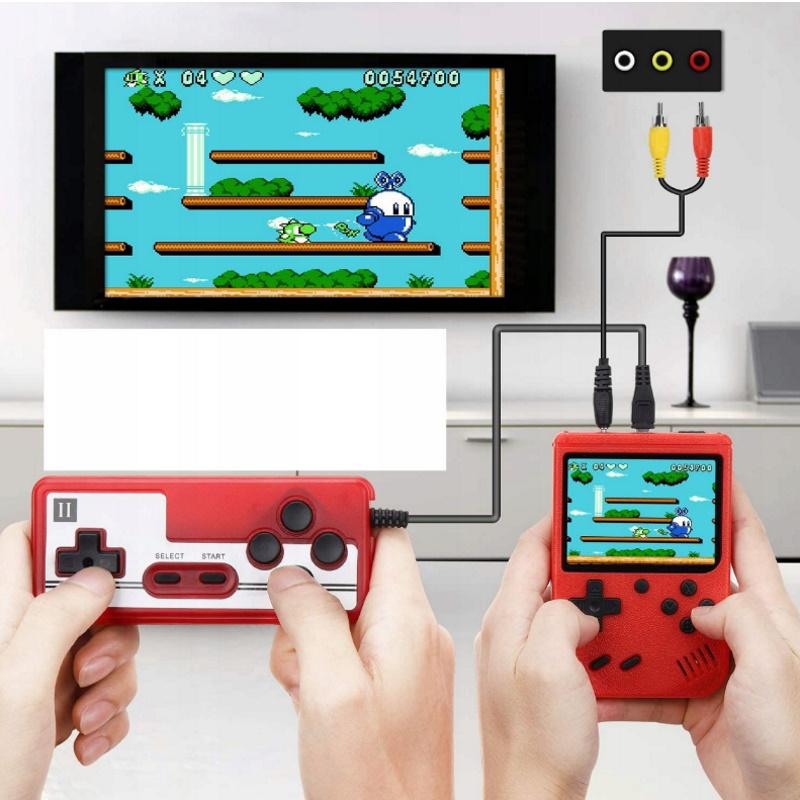Plaion GameBox R2 8bit Portatīva Retro Spēļu konsole ar 400 spēlēm 3'' LCD 1x Kontrolieri un TV RCA vadu Melna