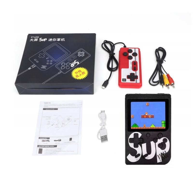 Plaion GameBox R2 8bit Portatīva Retro Spēļu konsole ar 400 spēlēm 3'' LCD 1x Kontrolieri un TV RCA vadu Melna
