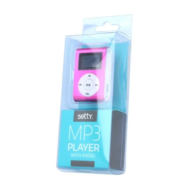  Setty Metal Clip MP3 grotuvas with FM Radio LCD Ekranas Micro SD Slot iki 32GB built-in Li-Ion Baterija Juodas