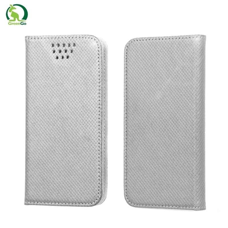 GreenGo universalus 4,5–5,0 colių skystųjų kristalų ekranas (maks. 69 x 141 mm) išmanusis magnetinis fiksuojamas knygos dėklas su slankiojančiu sidabru