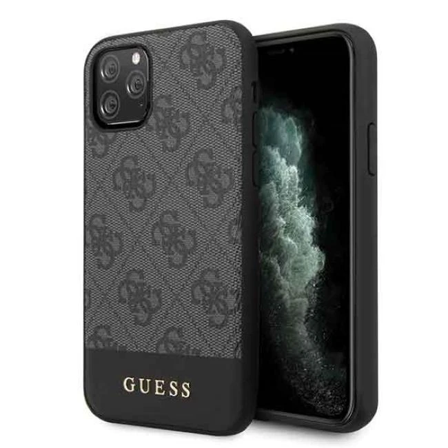 Guess GUHCN61G4GLGR 4G Stripe kieto galinio dangtelio dėklas, skirtas Apple iPhone 11, juodas