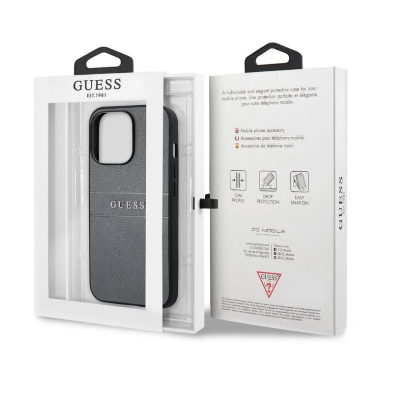 Guess GUHCP13LPSASBGR iPhone 13 Pro / 13 6.1" pilkas/pilkas Saffiano Strap