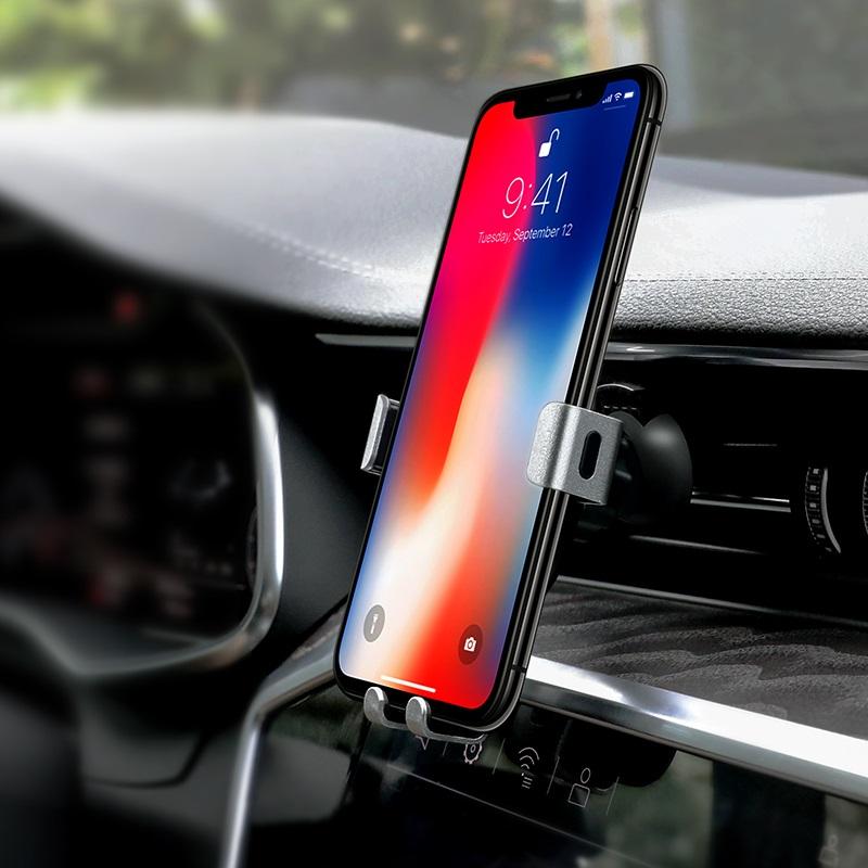 „Gravity“ automobilio telefono laikiklis „Hoco“ oro išleidimo angos CA56 PLUS sidabrinis metalinis