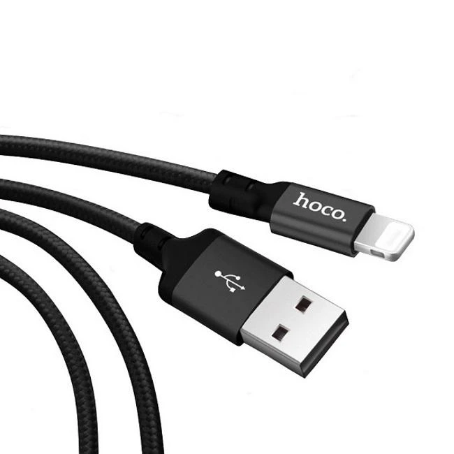 USB A tipo į „Lightning“ tipo laidas Hoco, 1 m x 14, juodas