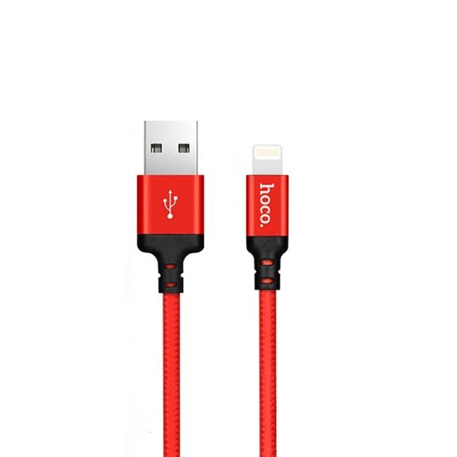USB kabelis Hoco X14 Lightning, raudonas-juodas 1.0m