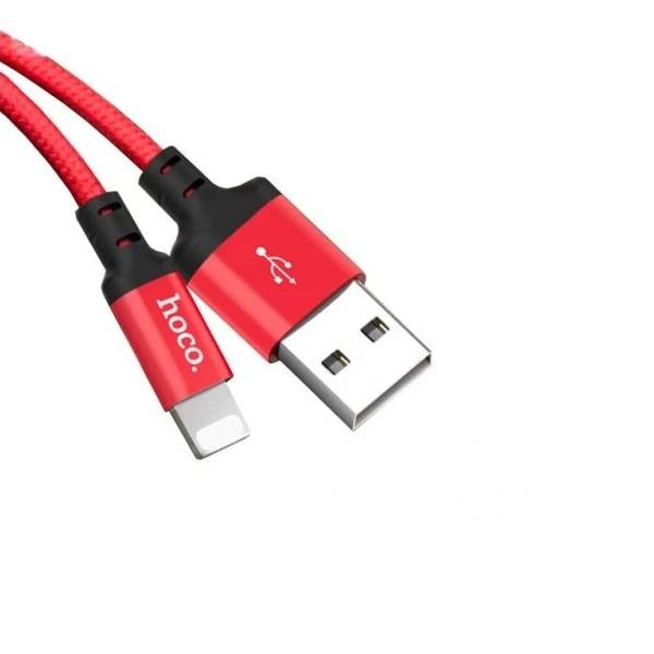 USB kabelis Hoco X14 Lightning, raudonas-juodas 1.0m