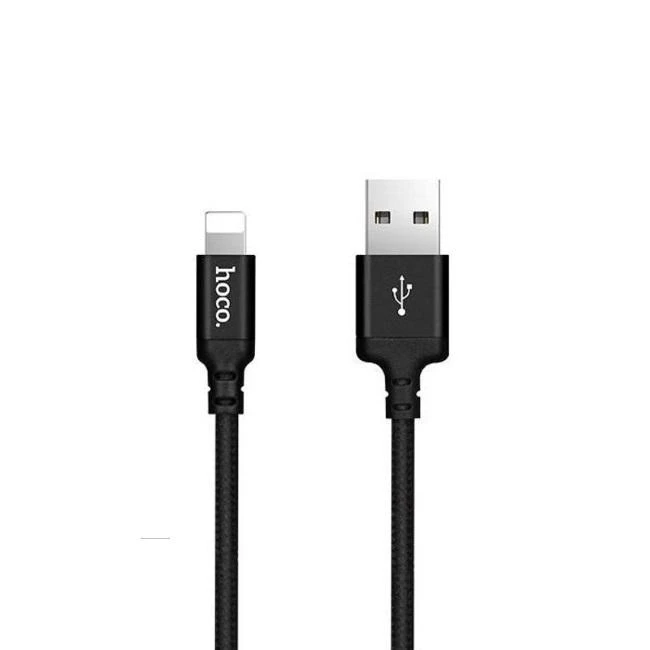USB A tipo į „Lightning“ tipo laidas Hoco, 1 m x 14, juodas