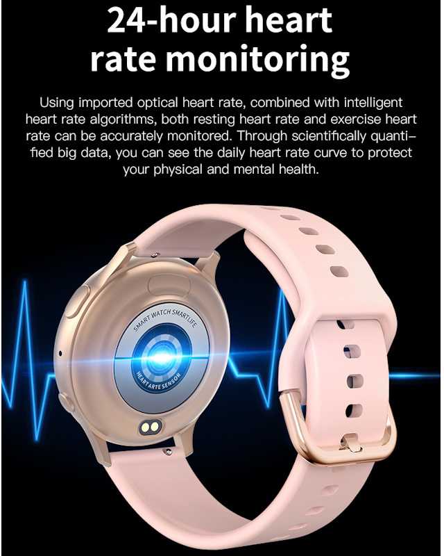 Išmanusis laikrodis iWear Active 2, Rožinio aukso spalvos korpusas su rožinės spalvos dirželiu