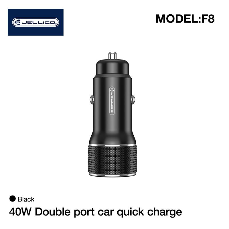 JELLICO car charger F8 PD 40W 2xUSB-C Juodas