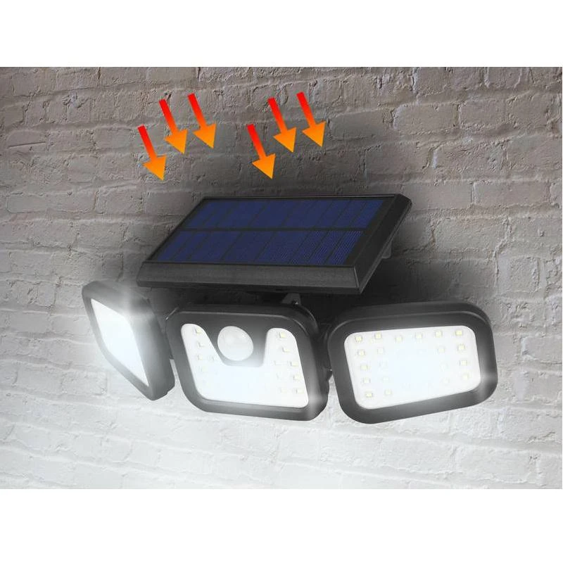 Sieninis šviestuvas LTC Saulės šviestuvas LTC 74 x SMD LED, 20 W, judesio ir prieblandos jutiklis, apšvietimo kampo reguliavimas, 2400 mAh baterija.