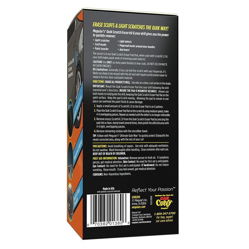 Meguiars G190200 Quik Scratch Eraser rinkinys pašalina smulkius įbrėžimus ir pašalina dažų dėmes 311g (JAV)