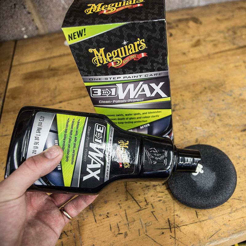 Meguiars G191016 3in1 One Step Pain Care Clean Polish Protect Wax 473ml + aplikatorius (JAV)