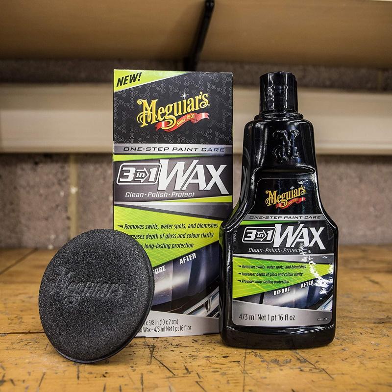 Meguiars G191016 3in1 One Step Pain Care Clean Polish Protect Wax 473ml + aplikatorius (JAV)