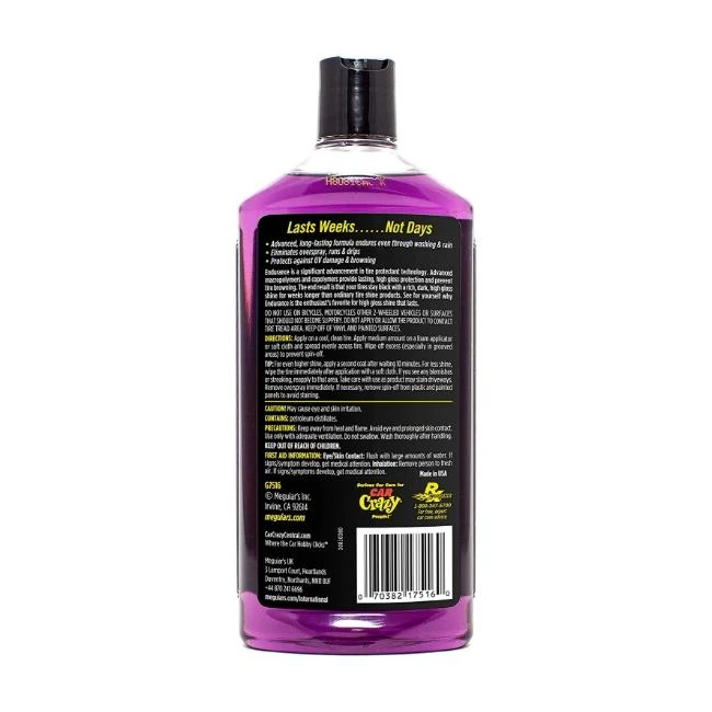 Meguiars Endurance padangų gelio flakonas, galinė pusė
