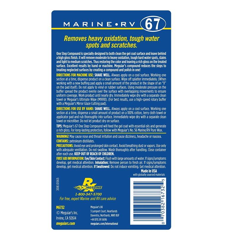 Meguiars M6732 1-Step Safe & Effective valiklis ir poliravimas valties oksidatoriui pašalinti 945ml (JAV)