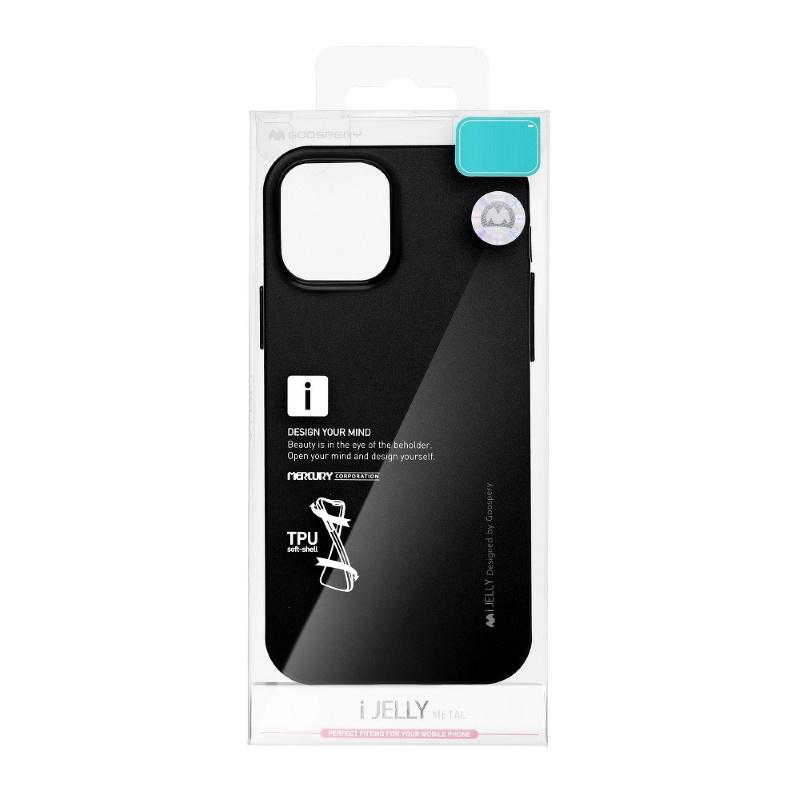 Mercury i-Jelly Metal Effect Thin TPU Hard Protection galinio dangtelio dėklas, skirtas iPhone 13 Pro Max Cosmo Juodas