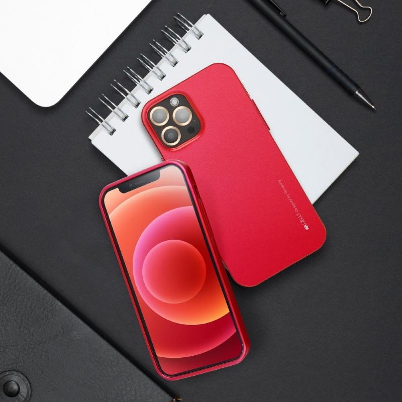 Mercury i-Jelly Metal Effect Thin TPU Hard Protection galinio dangtelio dėklas, skirtas iPhone 13 Pro Max Cosmo Raudona