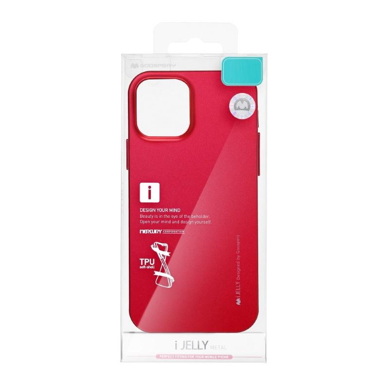 Mercury i-Jelly Metal Effect Thin TPU Hard Protection galinio dangtelio dėklas, skirtas iPhone 13 Pro Max Cosmo Raudona