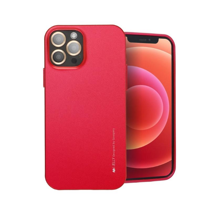 Mercury i-Jelly Metal Effect Thin TPU Hard Protection galinio dangtelio dėklas, skirtas iPhone 13 Pro Max Cosmo Raudona