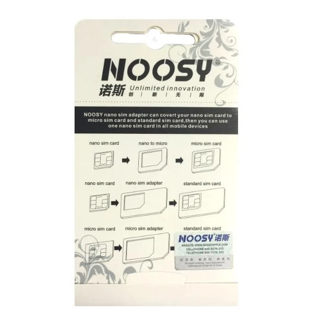 Noosy SIM kortelės adapterio rinkinys + adata juoda