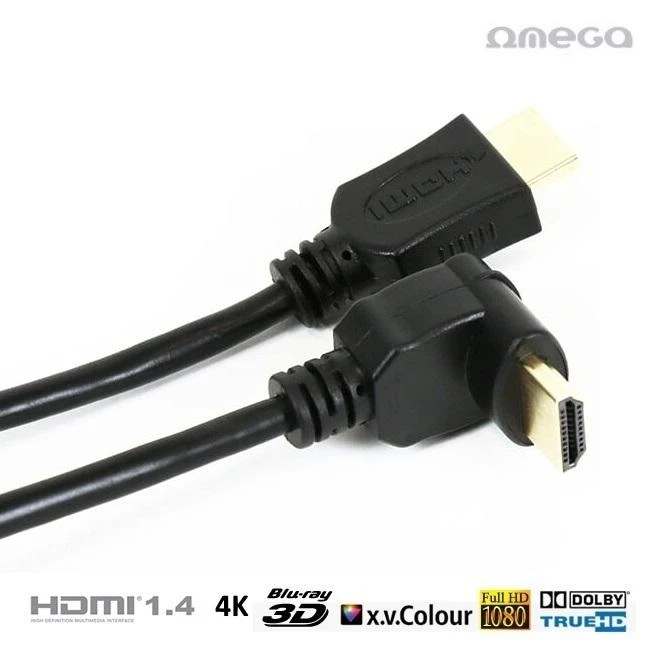 Omega kabelis HDMI-HDMI 5m angeled (41854)