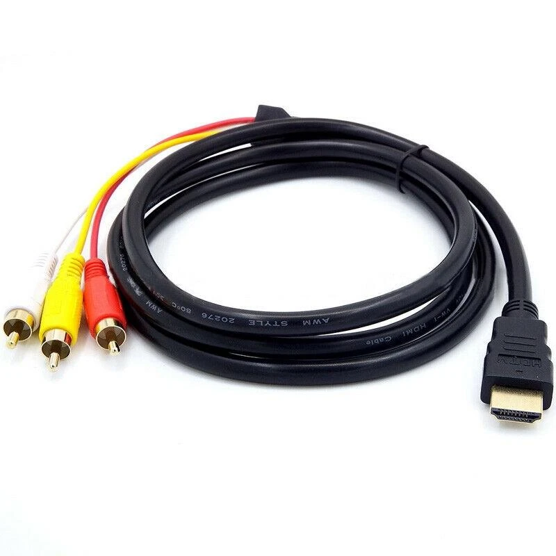 Riff HDMI kištukas iki 3RCA garso ir vaizdo kabelis 1 m juodas