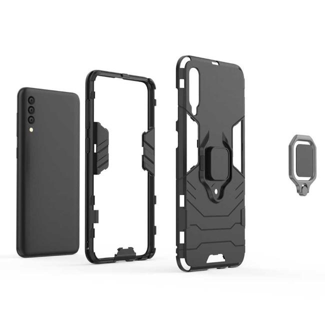 Pferd TakeMe Armor galinio dangtelio dėklas su stovu / piršto žiedu / magnetiniu automobiliniu laikikliu Samsung A73 5G (A736B) Juoda