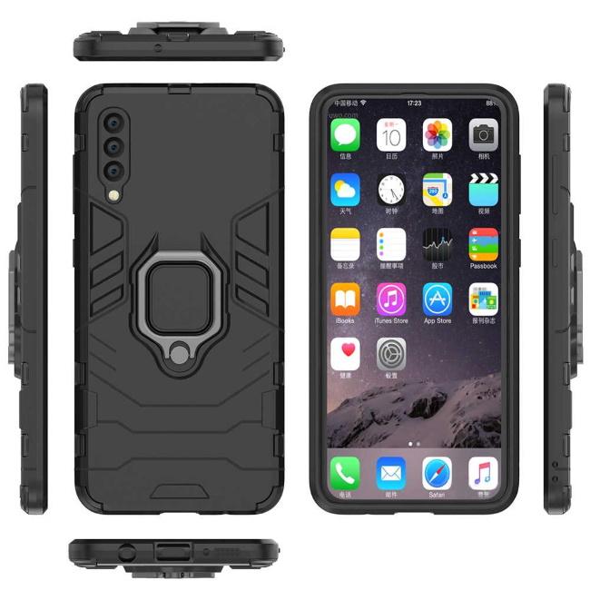 Pferd TakeMe Armor galinio dangtelio dėklas su stovu / piršto žiedu / magnetiniu automobiliniu laikikliu Samsung A73 5G (A736B) Juoda