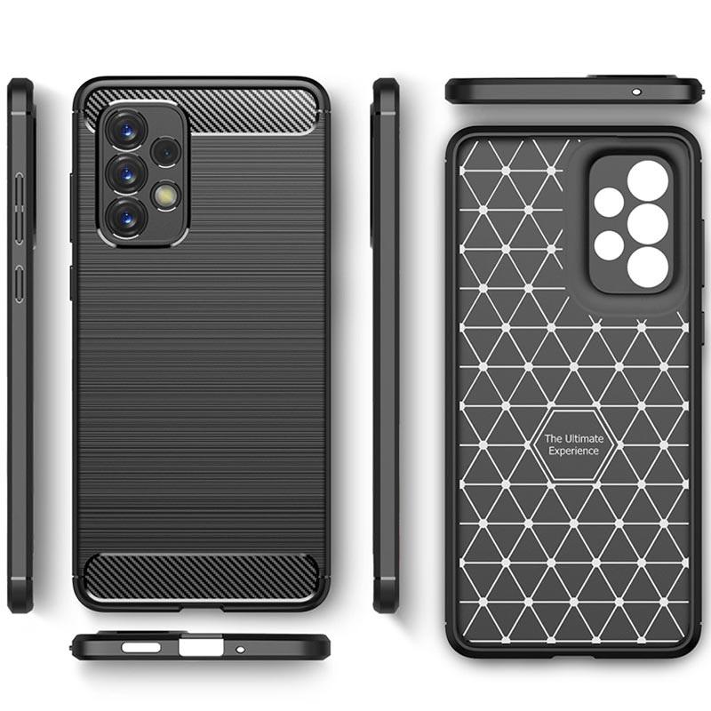 Pferd TakeMe CARBON efekto TPU itin plonas galinio dangtelio dėklas, skirtas Samsung Galaxy A73 5G (A736B) juodas