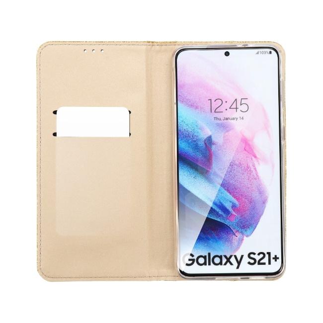 TakeMe 3D-Crystal Shine Magnetic Fix Book Dėklas, skirtas Samsung Galaxy A72 (A726) 5G Gold