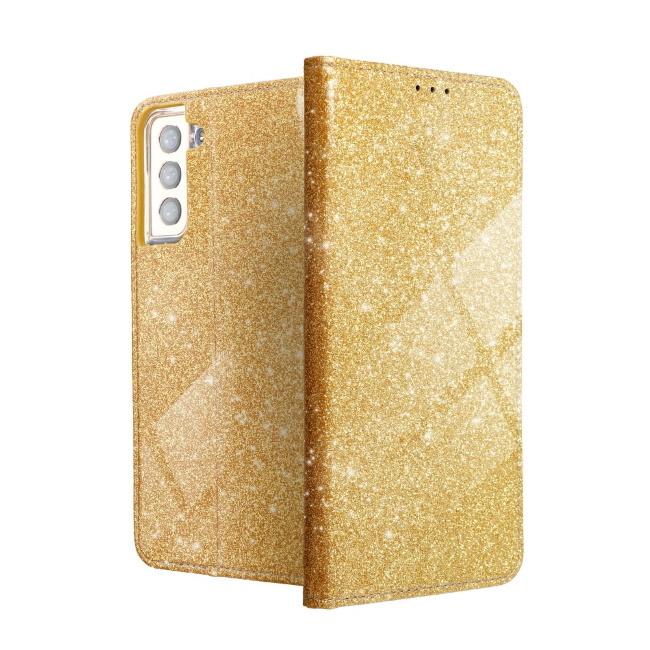 TakeMe 3D-Crystal Shine Magnetic Fix Book Dėklas, skirtas Samsung Galaxy A72 (A726) 5G Gold
