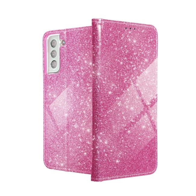 TakeMe 3D-Crystal Shine Magnetic Fix Book Dėklas, skirtas Samsung Galaxy M51 (M515F) Rožinė