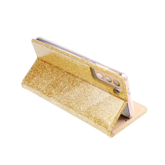 TakeMe 3D-Crystal Shine Magnetic Fix Book Dėklas, skirtas Samsung Galaxy M51 (M515F) Gold