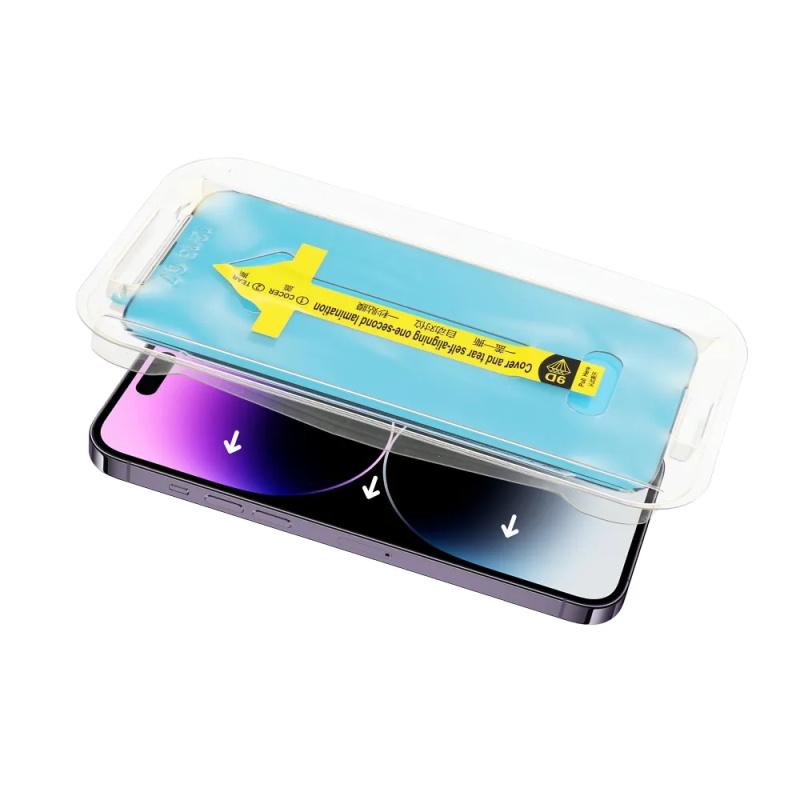 Pferd iLike Apsauginis stiklas for Apple iPhone 14 Pro 5D Full Face & Glue Tempered Juodas Frame glass+easy aplicator