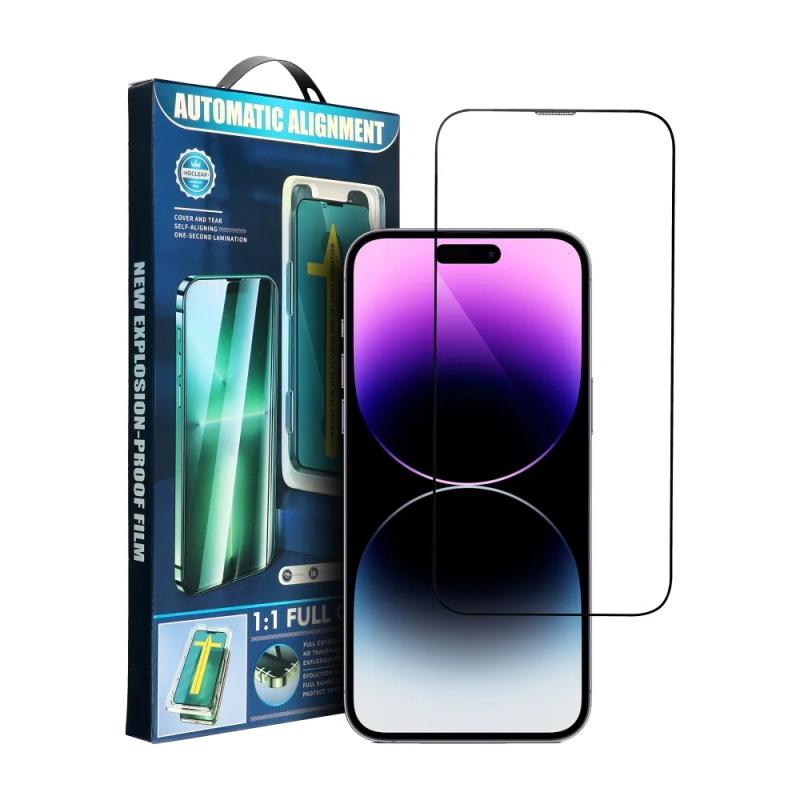 Pferd iLike Apsauginis stiklas for Apple iPhone 14 Pro 5D Full Face & Glue Tempered Juodas Frame glass+easy aplicator