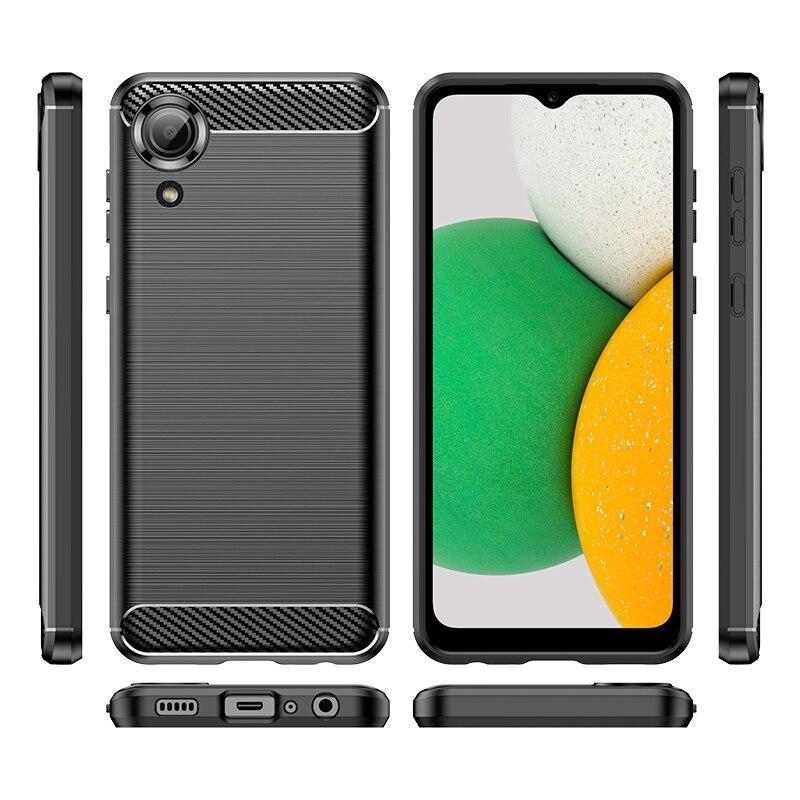 Pferd TakeMe CARBON efekto TPU itin plonas galinio dangtelio dėklas Samsung A03 (A035F) / A03 Core (A032F) / A03S (A037F) Juodas