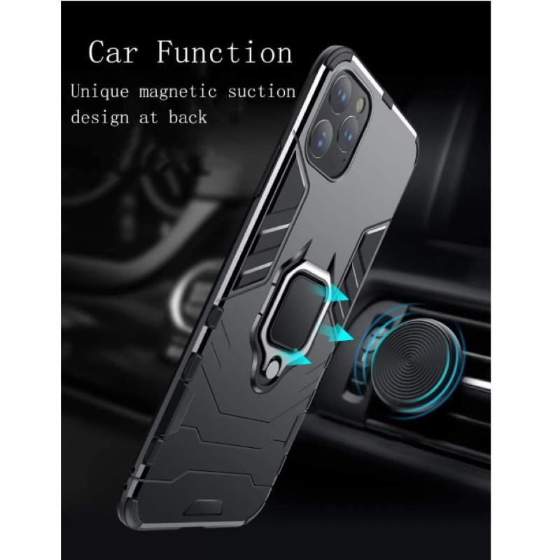 Dėklas Pferd TakeMe Armor galinio dangtelio dėklo stovas / žiedas / magnetinis automobilio laikiklis Samsung Galaxy A22 4G A225F / M22 M225FV juodas