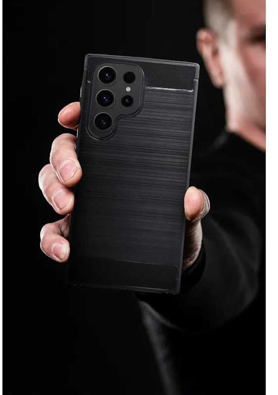 Pferd TakeMe CARBON efekto TPU itin plonas galinio dangtelio dėklas, skirtas Samsung Galaxy M54 5G (M546B) juodas